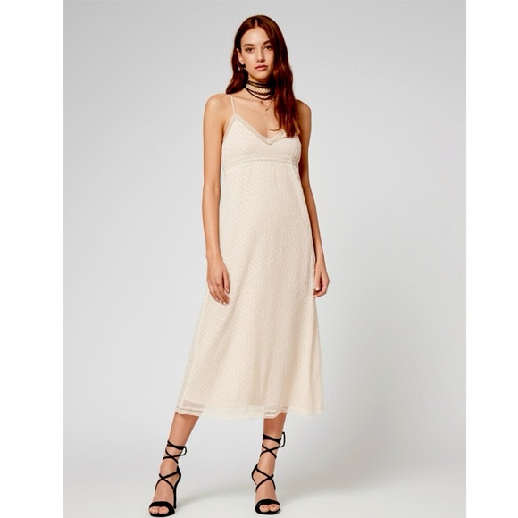 New BAND OF THE FREE Amalie Ivory Midi Dress Sleeveless Lace Boho Cottage Sz L - Picture 1 of 12